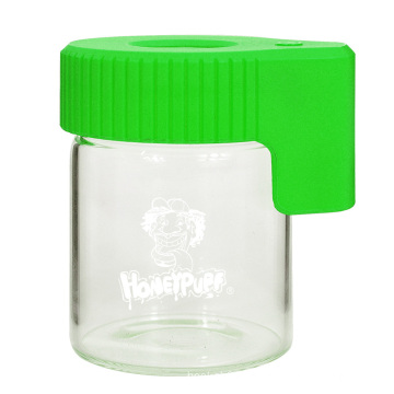 Wholesale transparent glass storage case with LED light  Container 155ML stash jar storage jar custom logo glass pill case